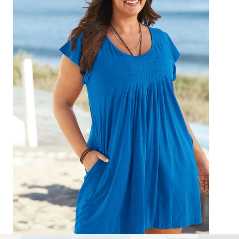 Nwt Swimsuits For All box Pleat Swimsuit Coverup dress Tunic Plus Size 38/40 6X
